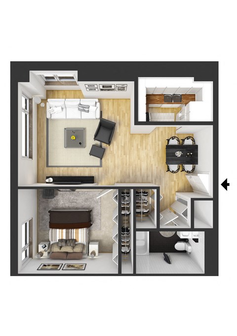 campau floor plan one bedroom 